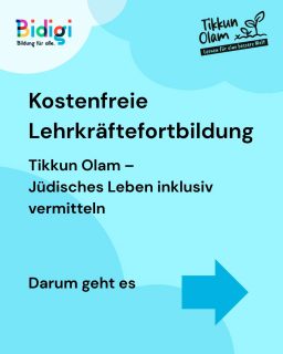 📯Lehrkräfte und pädagogisches Personal aufgepasst!📯

Wir bieten eine kostenfreie Lehrkräftefortbildung im Rahmen unseres Projekts "Tikkun Olam - Lernen für eine bessere Welt" an. 

🕰️ Wann? 
Mittwoch, 3. Dezember 2025, 16:00–18:30 Uhr 
 
 📍 Wo? 
Bekanntgabe Ort nach Anmeldung 

Für wen? 
Lehrkräfte und pädagogisches Personal aller Schultypen sowie Interessierte aus inklusiven Bildungseinrichtungen. 

Anmeldung bitte bis 28.11. unter info@bidigi.de

Alle Infos findet ihr/finden Sie in den Slides! Wir freuen uns auf euch/Sie! 

#gegenjedenantisemitismus #inklusion #niewiederistjetzt #lehrkräftefortbildung #schule #workshop